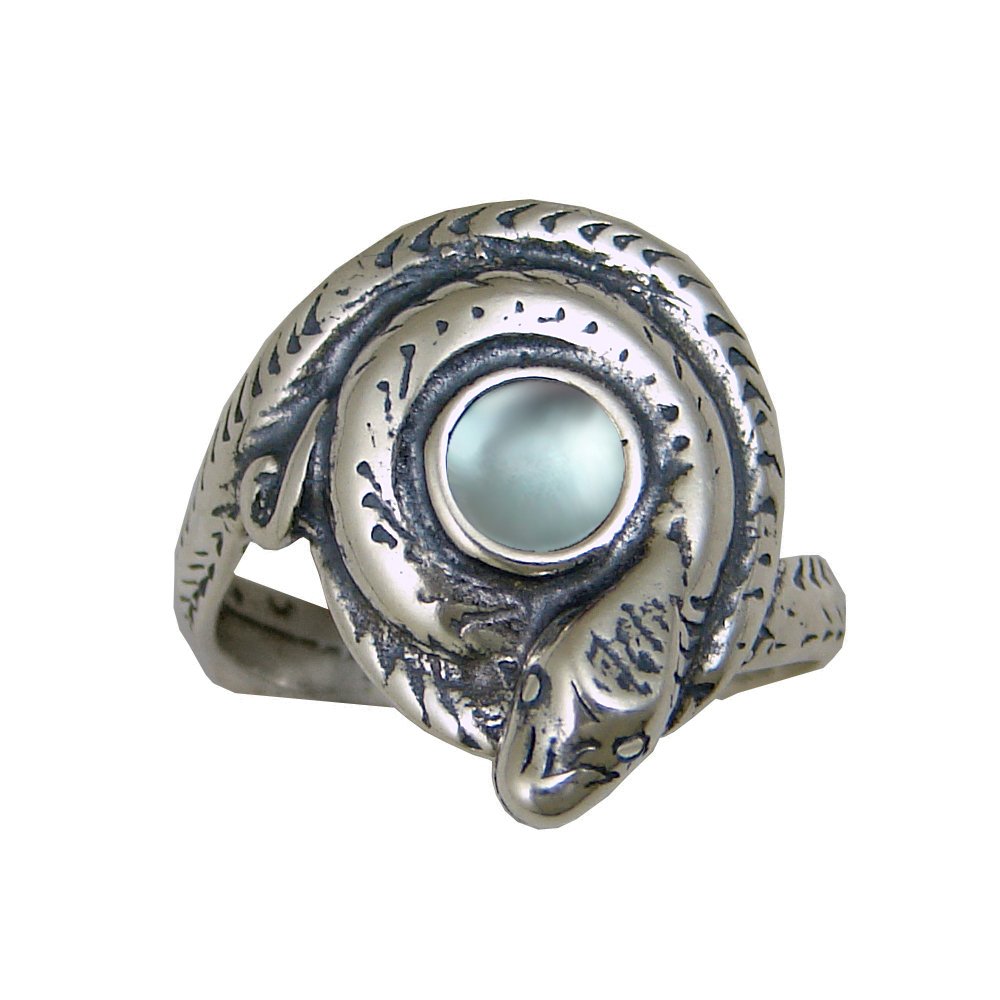 Sterling Silver Snake Ring With Blue Topaz Size 10